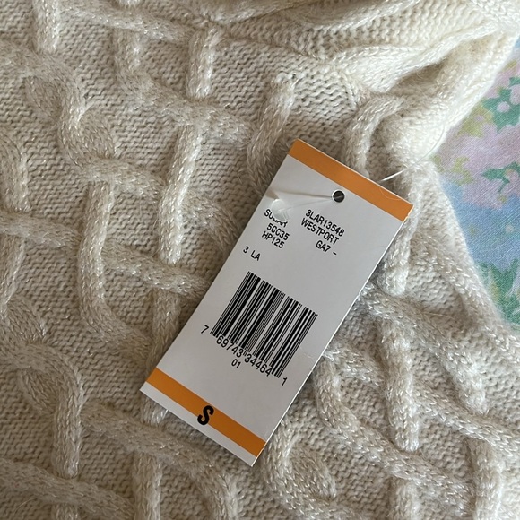 NWT Jones New York | Cableknit Wool/Angora Blend Fishermen Sweater Small - Picture 8 of 10